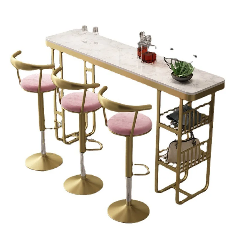 

Nordic household long marble bar table, balcony partition against the wall high table
