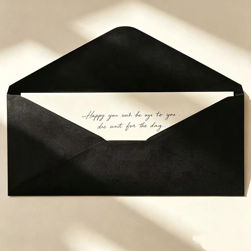 50pcs 22x11cm Black Envelopes for Wedding Postcards Giftbox 120g Paper Invitations Message Small Business Letters Storage Bag
