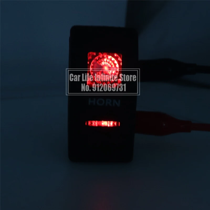 12v/24v Red Led Horn Rocker Switch Boat SPST 5 Pin (ON)-OFF Momentary Rocker Toggle Switch For Boat UTV RZR ATV Car Automotive