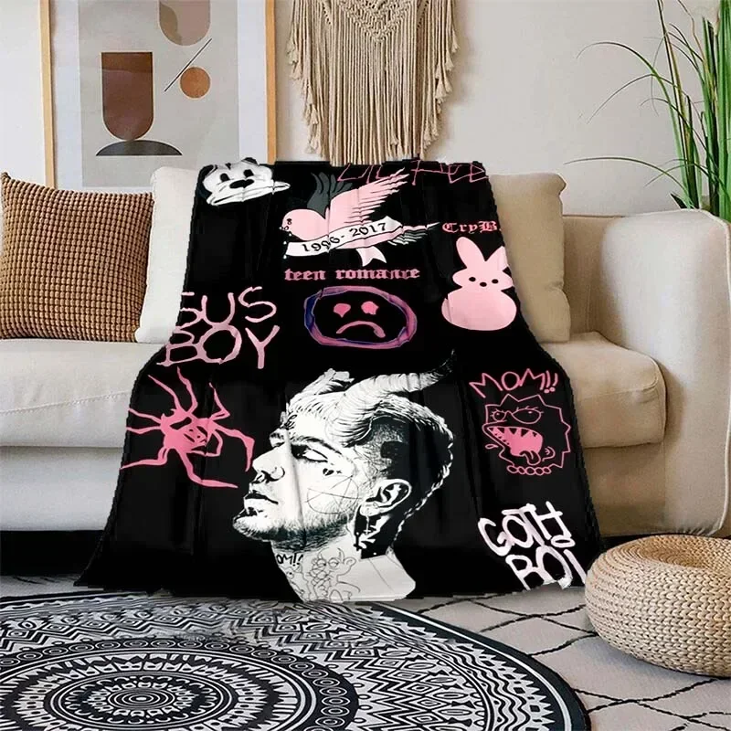 Satanic Cry Baby Lil Peep Flannel Blanket  , Soft Fluffy Warm Sofa Bed Throw Blanket More Size，fans warm gifts