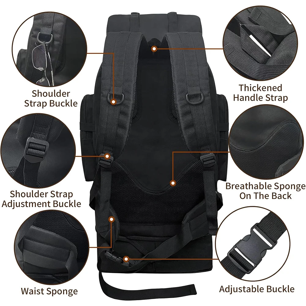 Bild 6: 100L Bergsteigen Tasche Jagd Schulter Gepäck Große Tasche Multifunktionale Camouflage Rucksack Für Wandern Camping Outdoor Sport