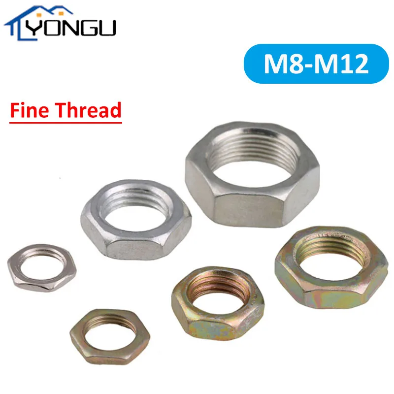 

Steel Metric Fine Pitch Thread Hex Thin Nuts Fine Tooth Hexagon Thin Nut Zinc White Zinc Color M7 M8 M9 M10 M12