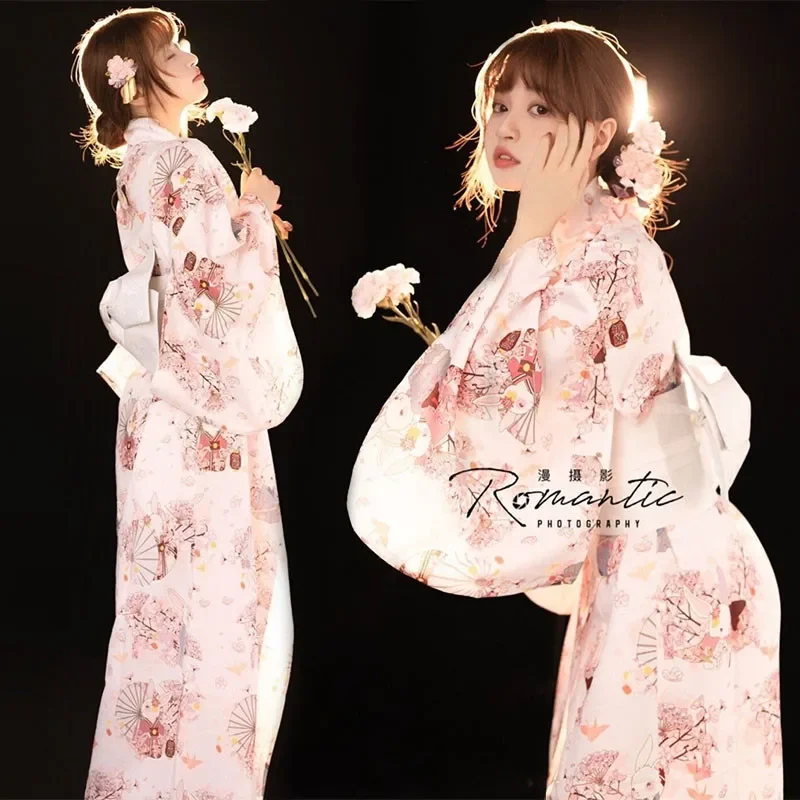 

Sakura Girl Kimono Dress Japanese Style Yukata Bathrobe Women Floral Print Haori Japan Uniform Cosplay Costume Party Short Gown