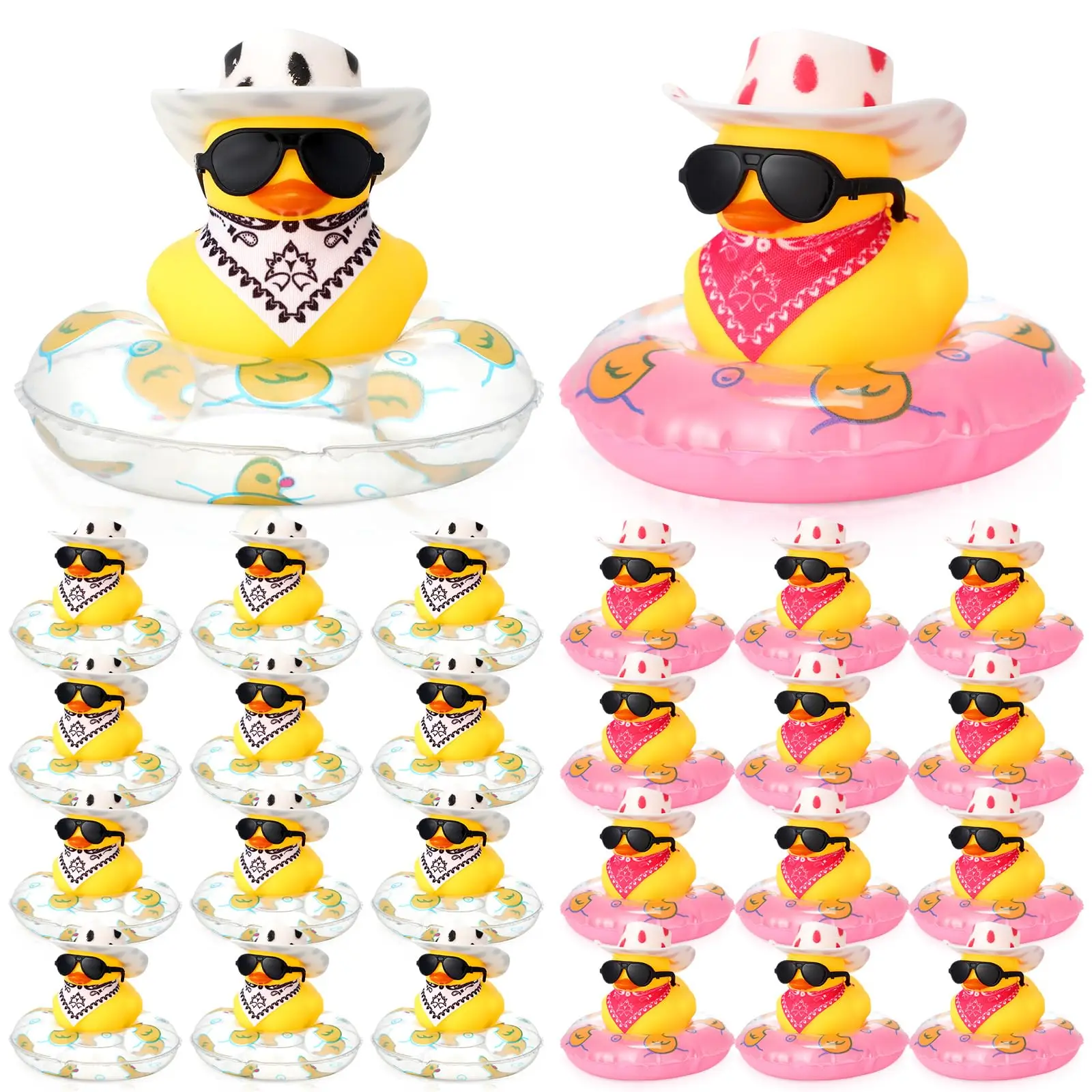 12/24/36 Sets Rubber Duck Car Dashboard Decoration Accessories Ornament for Car Dashboard Mini Cowboy Rubber Duck Party