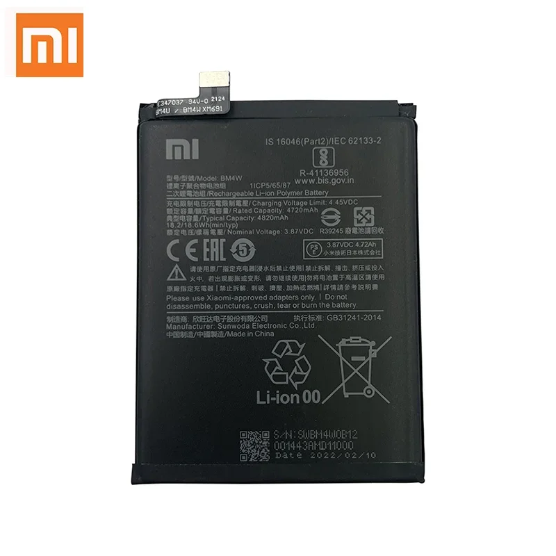 100% Original BM4W 4820mAh Phone Battery For Xiaomi Mi 10i 10T Lite Mi10i 10TLite 5G Mobile Phone Replacement Batteries Bateria