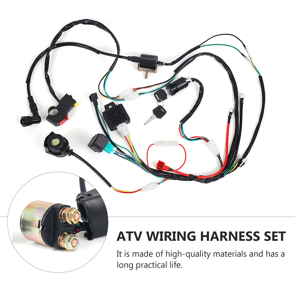 

1Set Full Complete Electrics Wiring Harness 50 70 90cc 110cc 125cc Wiring Harness Loom Solenoid Coil CDI Quad Dirt Bike ATV Moto