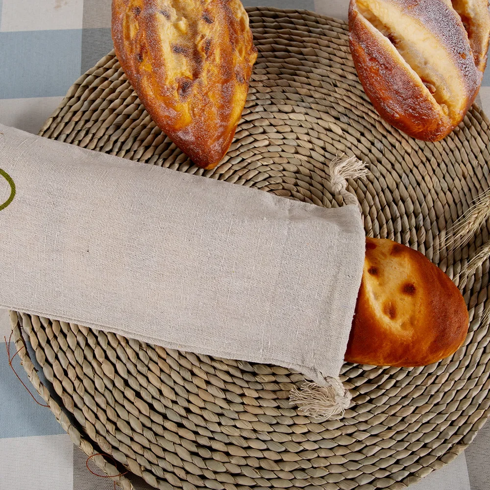 Linen Bread Bag Reusable Cotton Drawstring Storage Bread Drawstring Loaf Homemade Bread Fresh Bags Linen Storage Bag