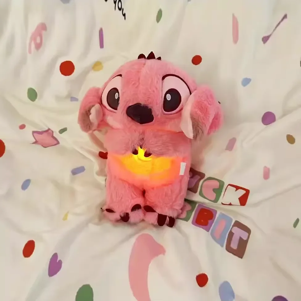 دمية ديزني ليلو وستيتش القطيفة مع تنفس الطفل Peluche تهدئة لعبة أنيمي الطفل الموسيقى الخفيفة النوم اللعب الوردي غرزة هدية #6