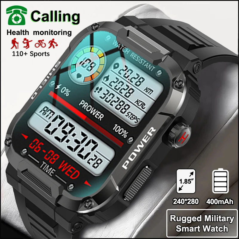 

New Outdoor Military Smart Watch Men Voice Assistant Bluetooth Call Smartwatch For Android IOS IP68 Waterproof Fitness Watches