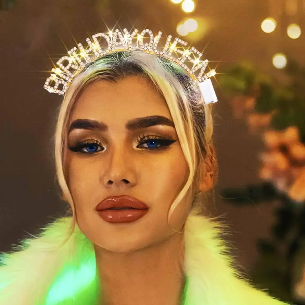 عصابة رأس مضيئة للحفلات المتوهجة على شكل تاج الملكة لعيد الميلاد وإكسسوارات عيد ميلاد سعيد للنساء والفتيات #4