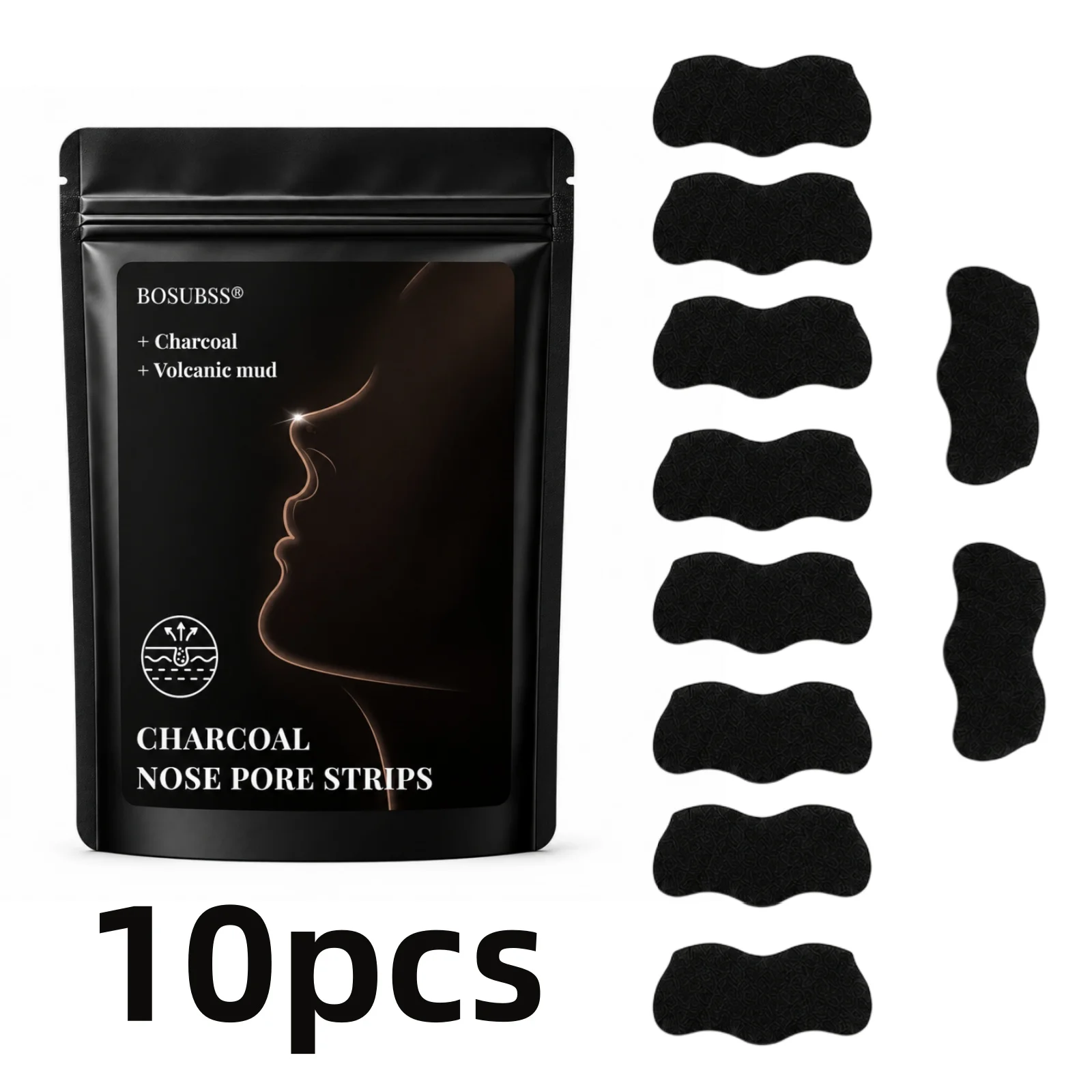 10 Pcs Charcoal Nose Care Strips, Volcanic Mud Style Nose Strip Set, Easy At-Home Routine, Comfortable Fit