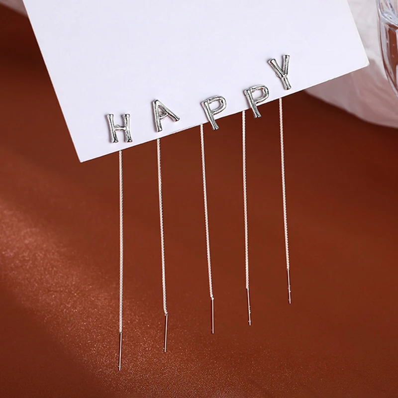 1 Piece Real 925 Sterling Silver 26 Letters Chain Tassel Stud Earrings For Women Classic Fine Jewelry Light Luxury Accessories