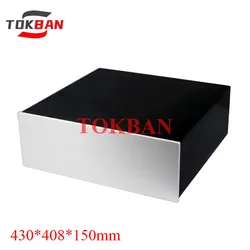 Tokban 430*408*150mm All Aluminum Power Amplifier Chassis Enclosure for Preamplifier HIFI Amplifier Audio Case Shell