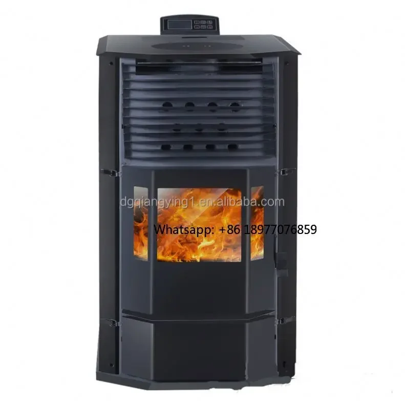 2026 Home Indoor Heating Equipment Black Freestanding Wood Pellet Heater Fireplace Stoves Durable Steel Construction Pellet Stov