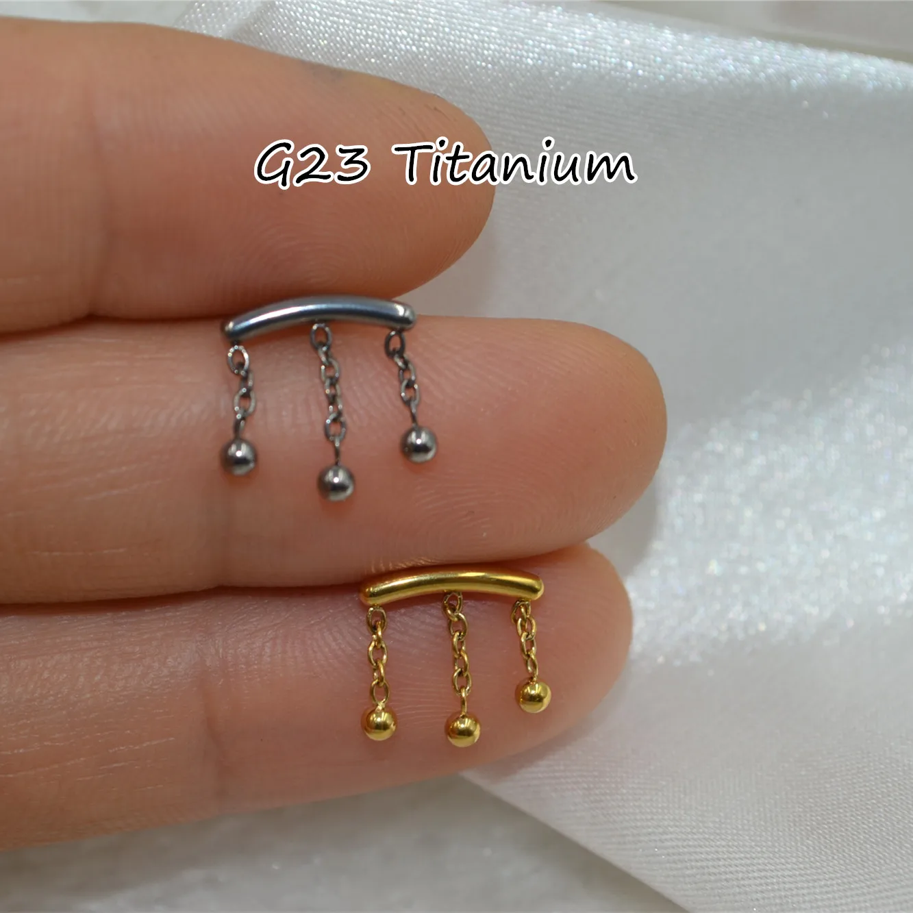 10pcs Body Jewelry 16G All G23 Titanium Chain Lip Labret Bar Ear Helix Tragus Rook Stud Body Piercing Jewelry  Sliver/Gold NEW