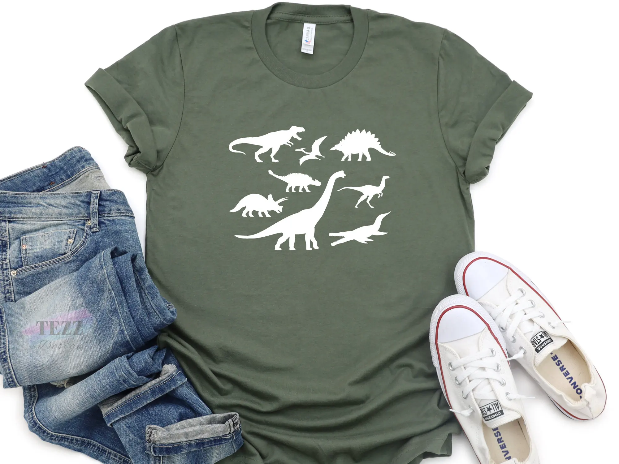 Dinosaur T Shirt Brachiosaurus Jurassic Animal Stegosaurus Rex Velociraptor Brontosaurus