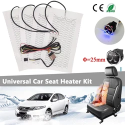 Built-in Car Seat Heater Kit Fit 2 Seats Universal 12V Carbon Fiber Heating Pads 3 Levels Dual Control Switch System