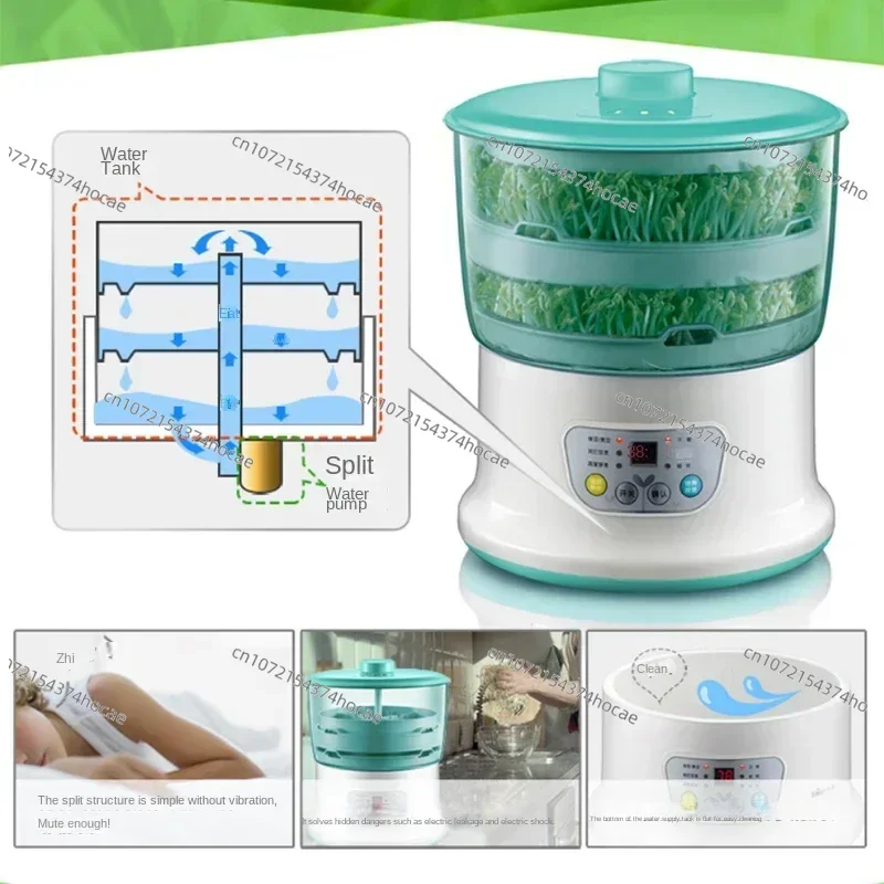 Brand-new Bean Sprouts Machine Multifunctional Raw Bean Sprouts Household Double-layer Soybean Mung Bean Sprouting Fully Automat
