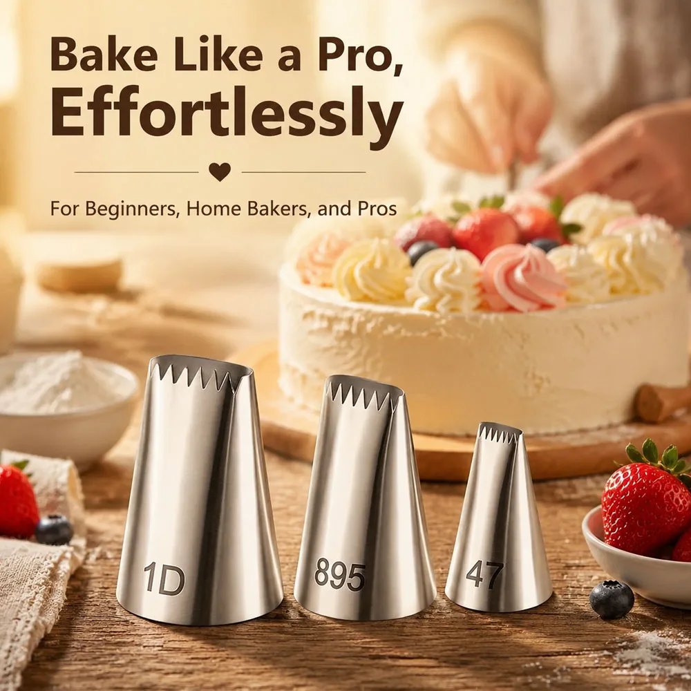 3Pcs Basket Weave Piping Tips Set 1D 895 47 Stainless Steel Woven Texture Icing Nozzles Cake Decorating Baking Tools