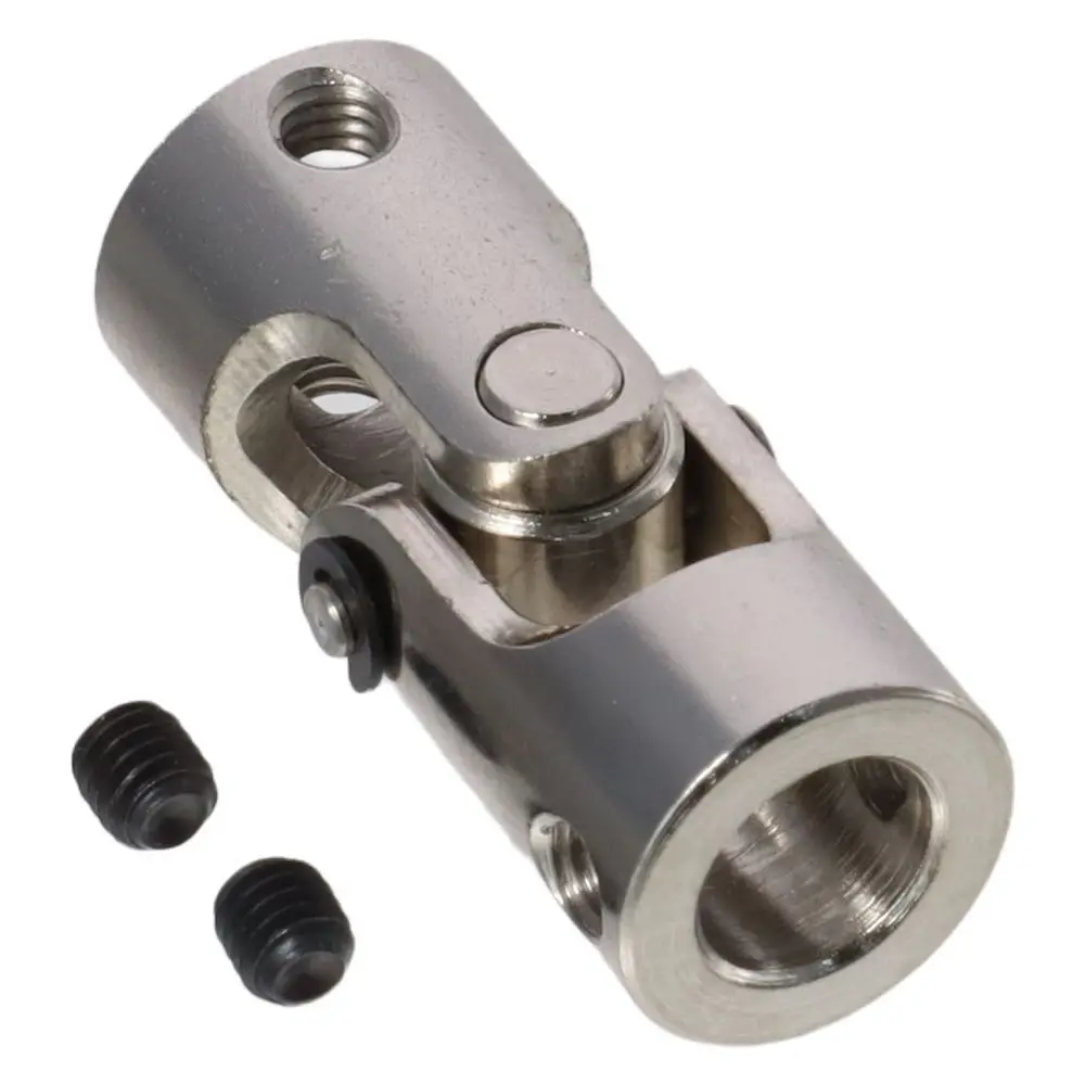 Stainless Steel U Joint Coupler 8mm To 8mm Inner Dia Brushed Nickel Steering Universal Joint Joint Coupling