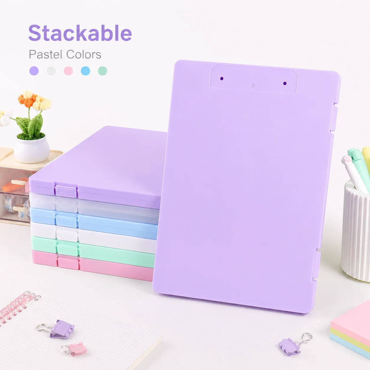 

A4 File Storage Case 2 In 1 Writing Board Soft Snap Buckle Stackable Paper Holder For Office School Daily Use
