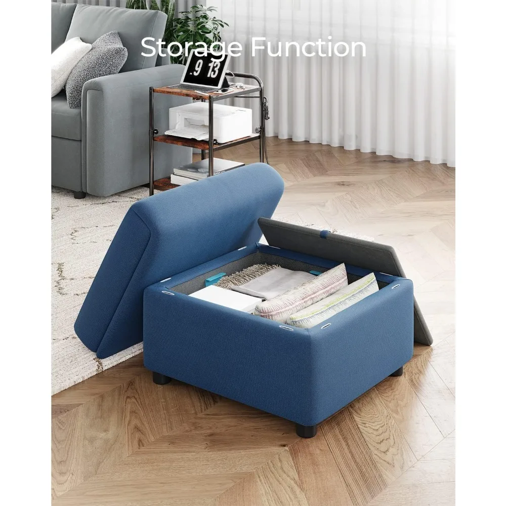 أريكة مقطعية مع مساحة تخزين، أريكة مقطعية قابلة للغسل، أغطية قابلة للتغيير، أريكة عثمانية لتمديد أريكةك، أزرق