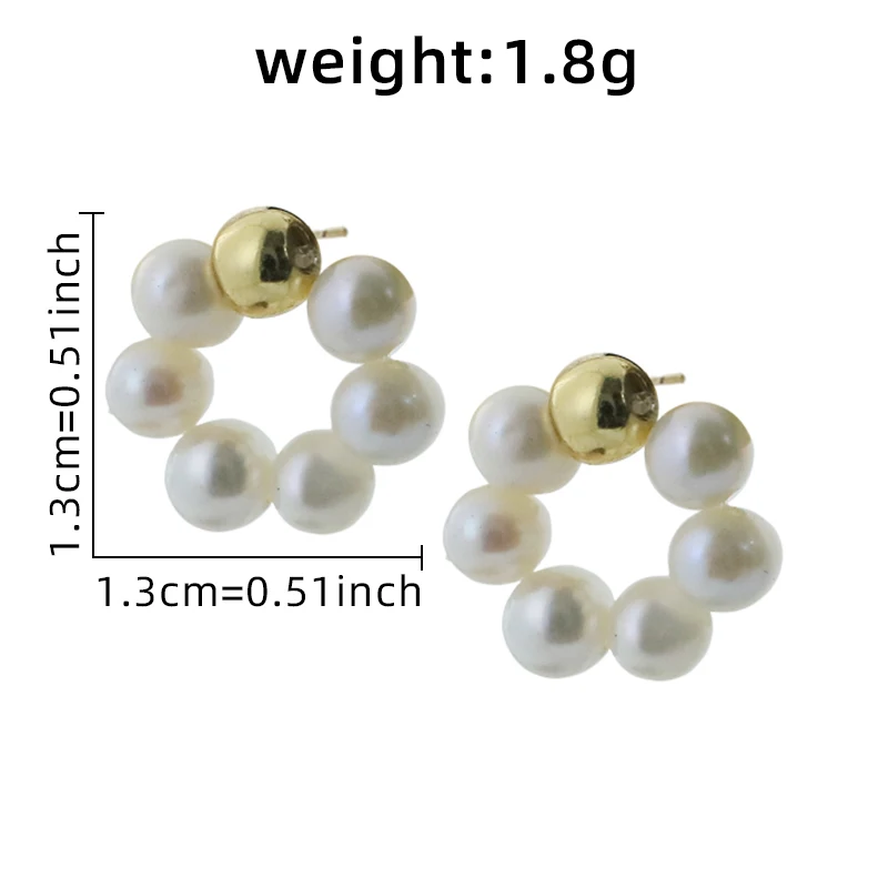 جولة لؤلؤ المياه العذبة الطبيعية النحاس الخرزة الأقراط اليدوية تصميم أقراط الزفاف المرأة مجوهرات GE1785 #5