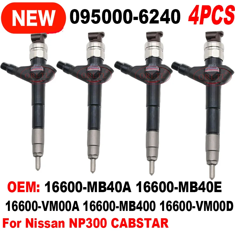 

NEW 16600-VM00A 16600-VM00D 16600-MB40E 16600-MB400 DCRI106240 095000-6240 For Nissan NP300 CABSTAR Genuine Fuel Injector 4PCS