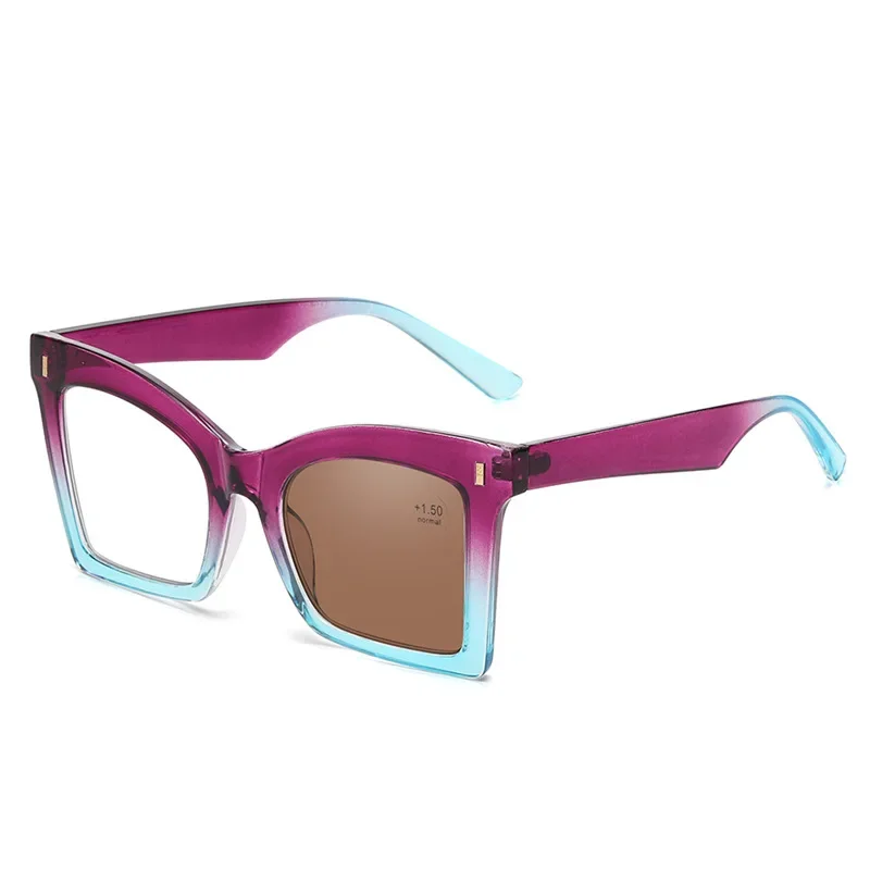 Oversized Photochromic Presbyopia Women Square Gradient Candy Color Color Changing Reading Eyewear Brand Design Green Goggle