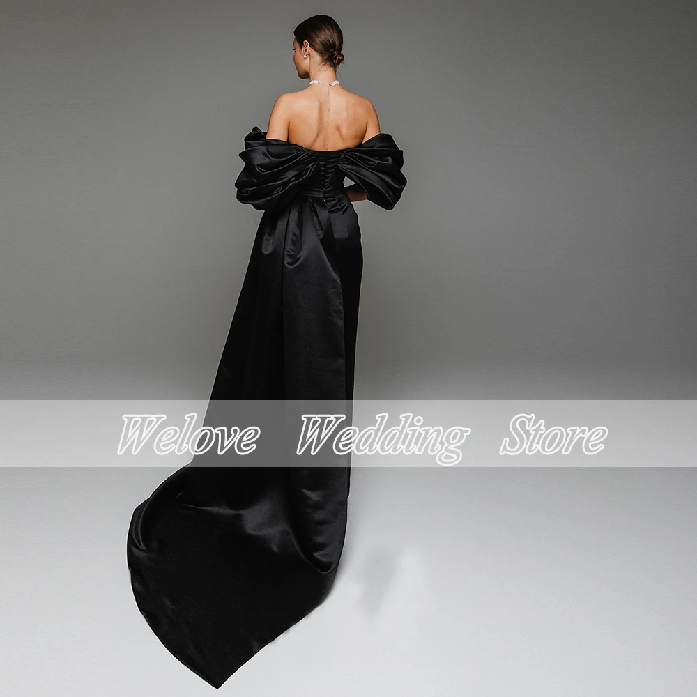 Off Shoulder Engagement Prom Dress For Woman Detachable Train Floor Length Draped Sweetheart Neck Mono Evening Party Gown Large