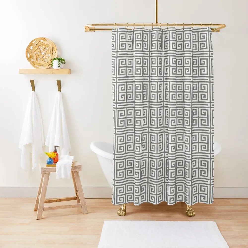 

Greek Key - Gray and White Shower Curtain Window In The Bathroom Bathroom Accessory Curtain