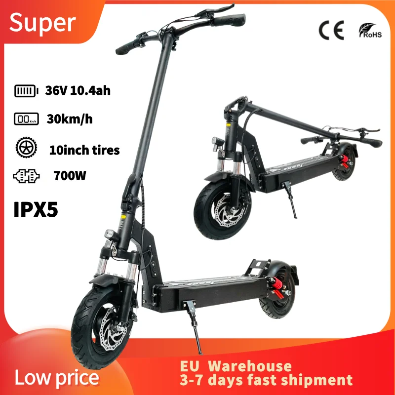 

EU warehouse 500W 700W Long Range 30km/h 10inch Wheel IPX5 Foldable Electric Scooter Adult with Double Suspension