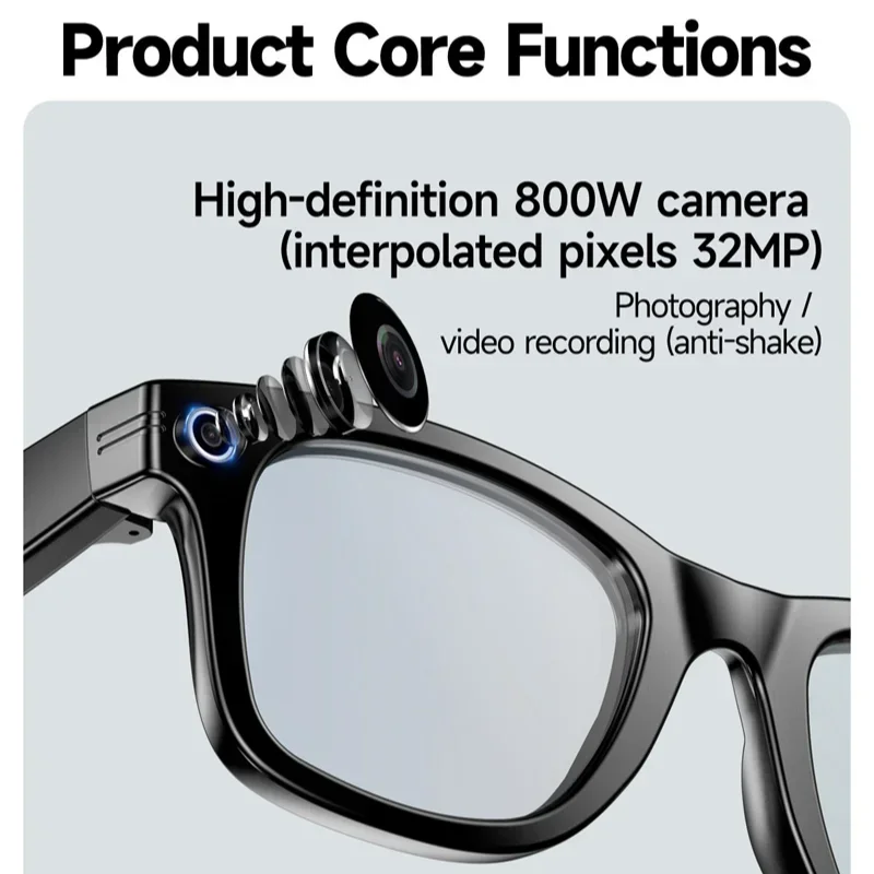 HIWEGO نظارات ذكية جديدة 8MP HD كاميرا AI نظارات صور تسجيل الفيديو مقاوم للماء نظارات كاميرا صغيرة مضادة للزرقاء للرجل والنساء