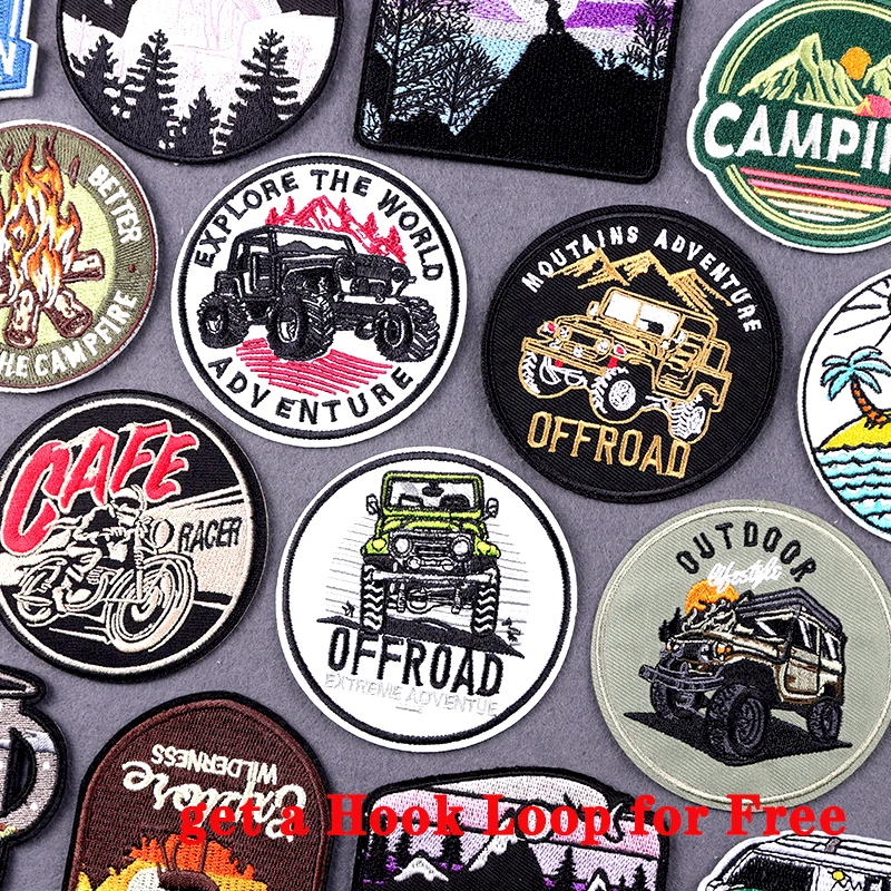 Outdoor Adventure Embroidery Patch Iron On Patches For Clothing Thermoadhesive Patches On Clothes Wilderness Camping Patch Badge