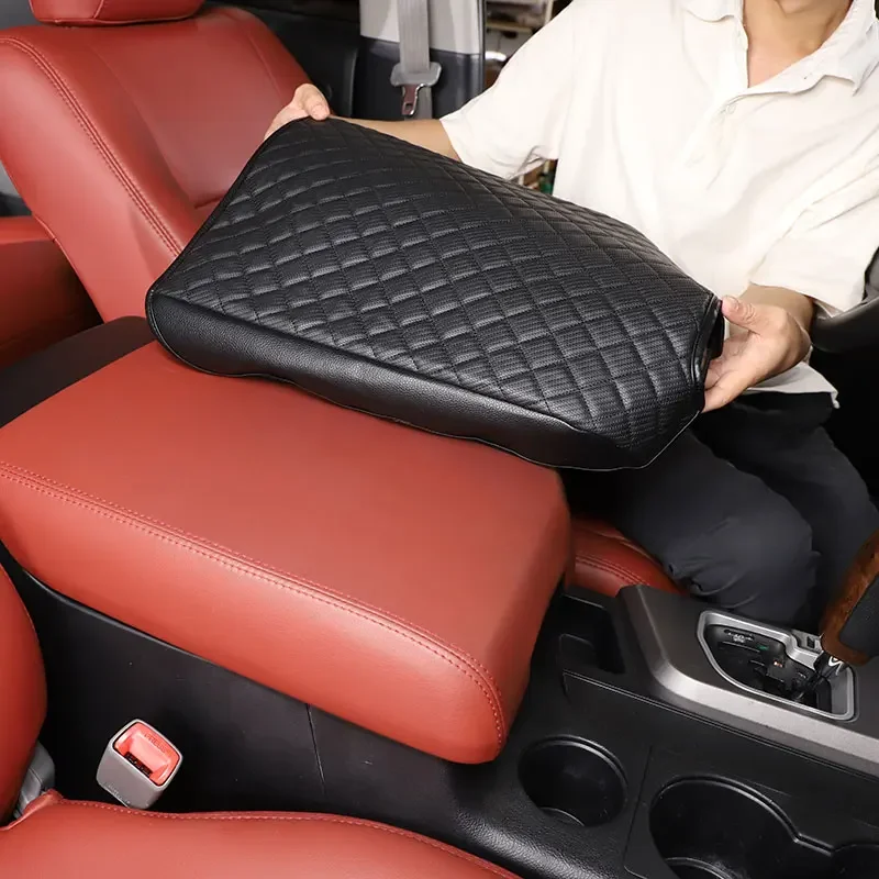 

For Toyota Tundra 2007-2013 leather Black/brown/carbon Car seat center armrest box protective cover Car Accessories