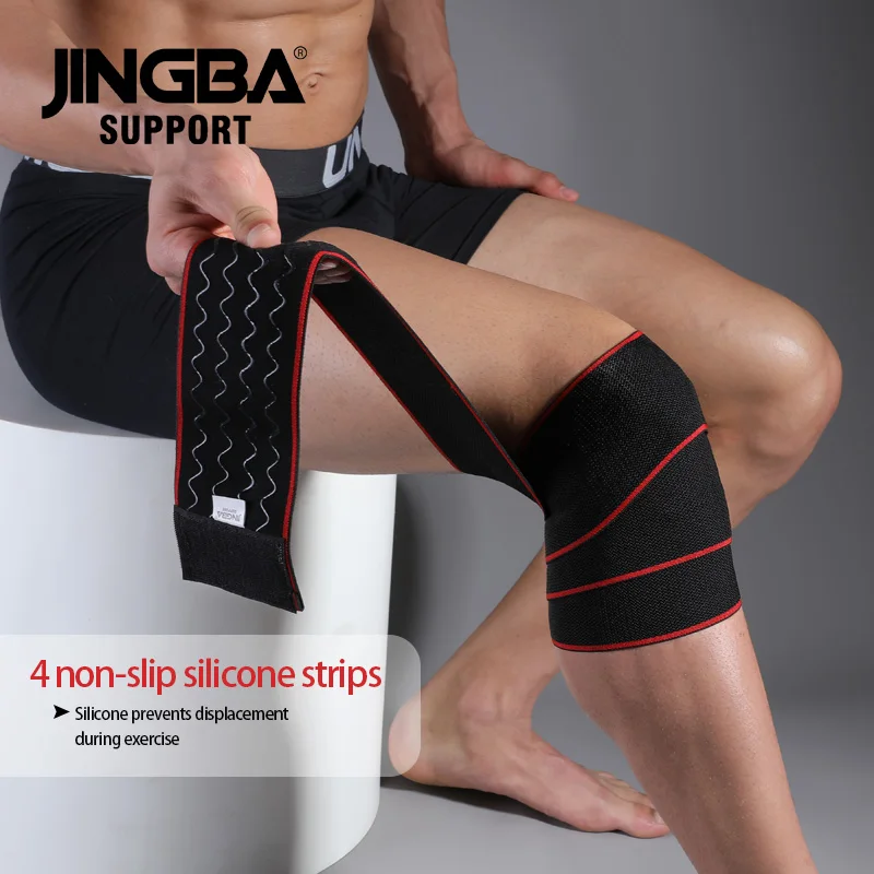 JINGBA SUPPORT 1 PCS Knee Wraps Fitness Weight Lifting Sports Knee Bandages Squats Training Equipment Accessories for Gym