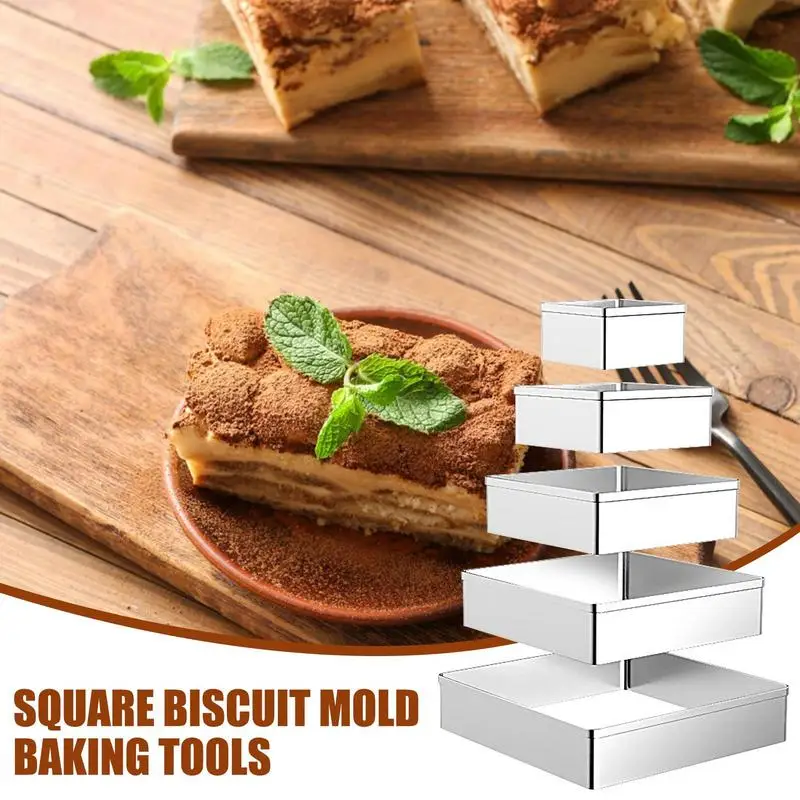 Rectangle Biscuit Molds Stainless Steel Fondant Cake Mold Kit Multi-Functional Baking Tool Set For Making Cookies Soft Cakes And