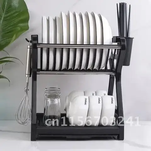 2021 Dish Bowl Drying Holder Storage Rack with 2-Layer Kitchen Chopstick Cage Dish Filter Rack Tableware Storage Tray Box Basket