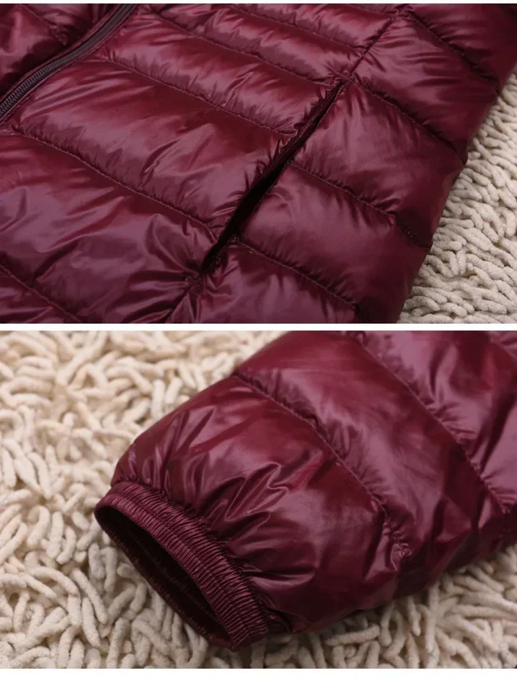 Leichte Daunen jacke Frauen plus Größe weiße Enten Daunen jacke Innen stoff mantel Damen lange Winter mütze abnehmbare Kapuze weiblich – Detail 16
