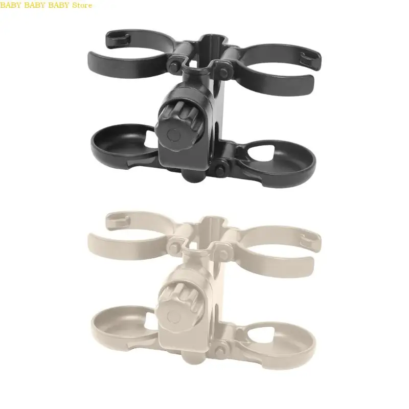 

Q81A Double Cup Holder Smartphone Storage Slot for Strollers With Rotating Clamp Lightweight ABS Plastic Construction