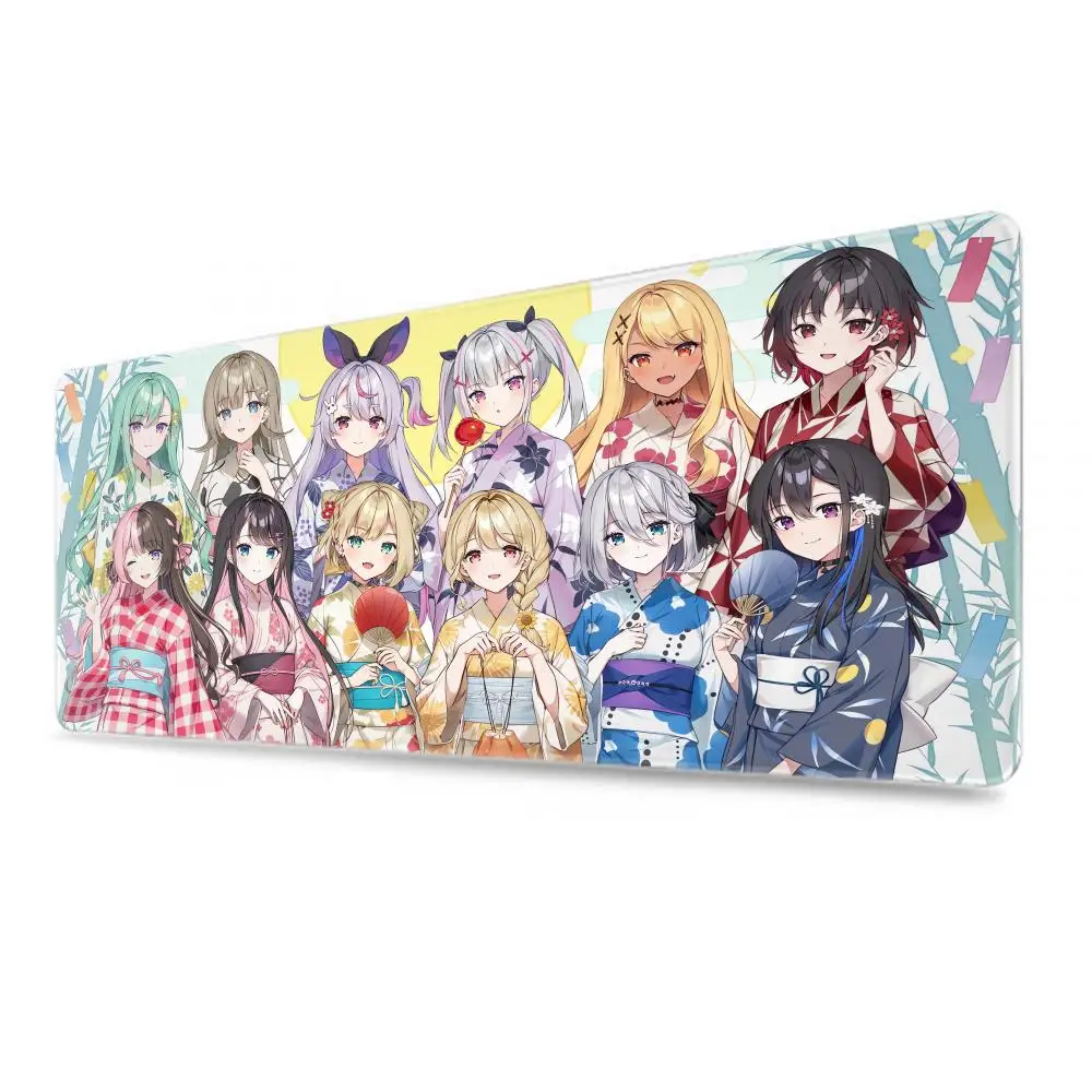 Gaming Mouse Pad,Desk Mat, Anti-slip Rubber Base, Stitched Edges, Kimono Anime Girls Group Art Print, Extended Office Gamer Mat
