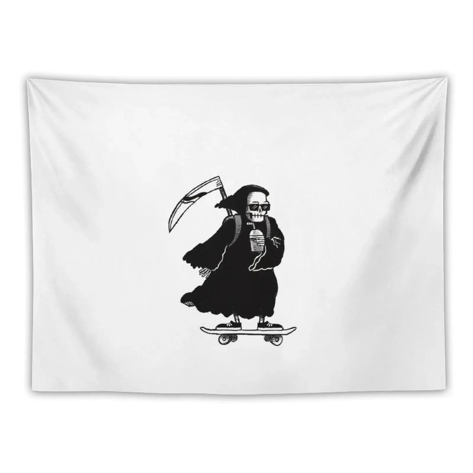 

Grim Reaper Chilling & Skateboarding Tapestry Funny Bedroom Decor Aesthetic Wall Decoration Tapestry