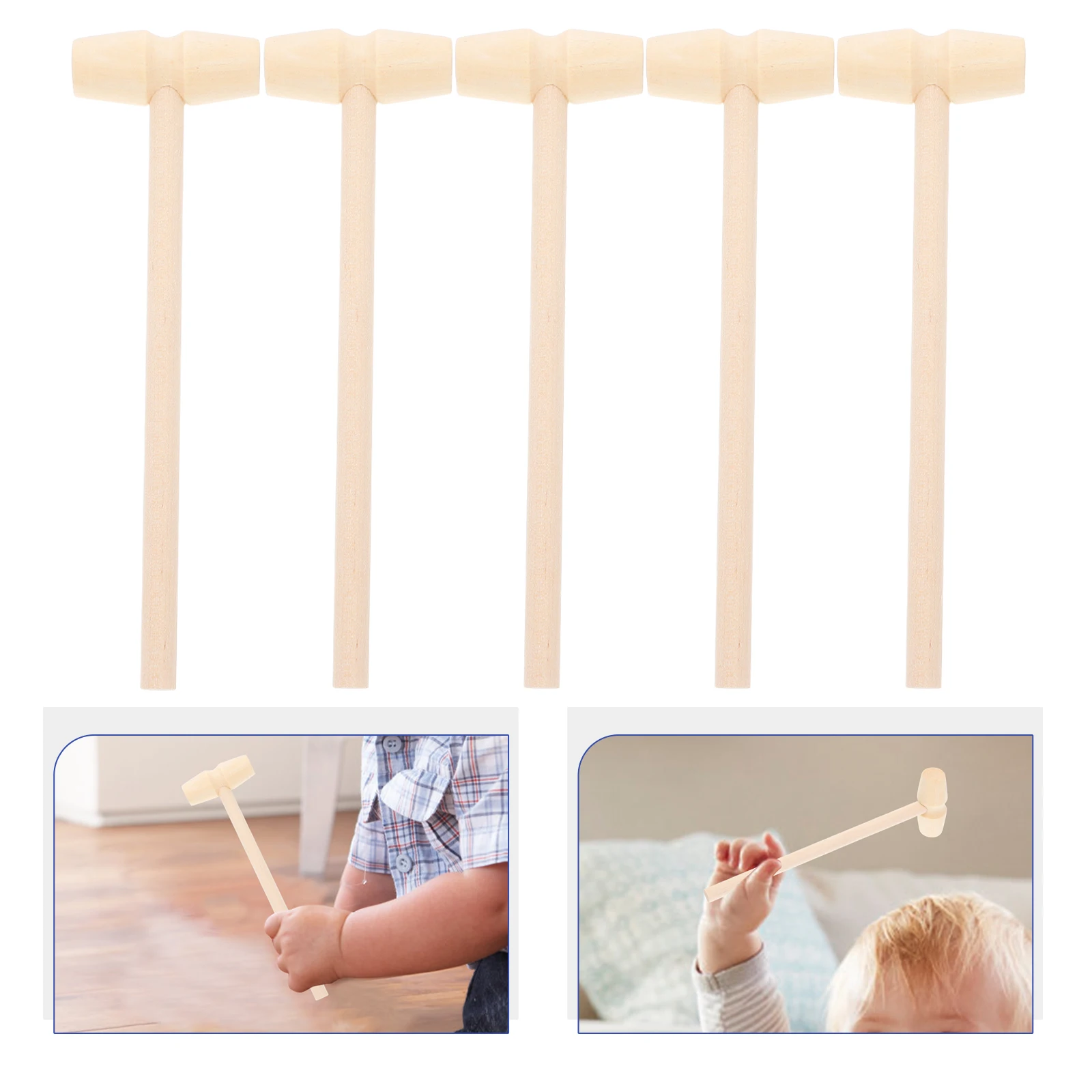 10Pcs Wooden Mini Hammer Mallet Pounding Set Child Safe Solid Wood Educational Baby Beat Tool for Hand Eye Coordination Infant
