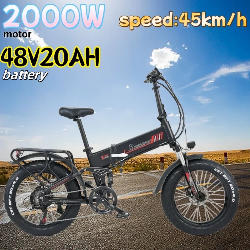 NEW YX20M Electric Bike 2000W motor 48v20ah lithium battery foldable E-bike 20 inch fat tire Off-road riding  Electric Bicycle image 1