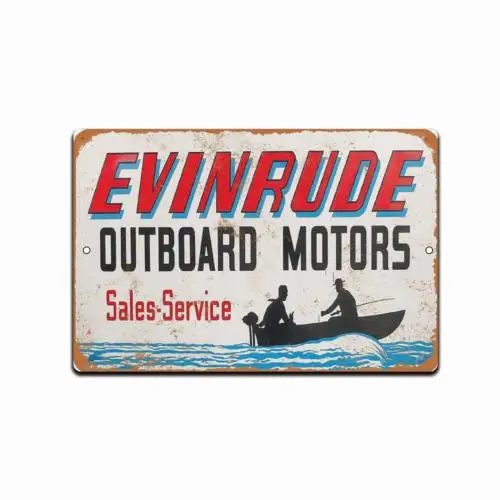 New Tin Sign Evinrude Outboard Motor Vintage Aluminum Metal Sign 8x12