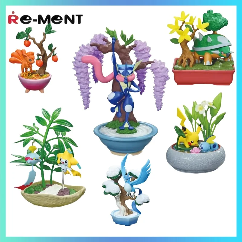 

Подлинная коллекция Re-Ment Pokemon в горшках с 3 растениями, Пикачу Ронко Дедаитоз Gekkouga Jirachigchirean, полный набор 6, коллекционные игрушки