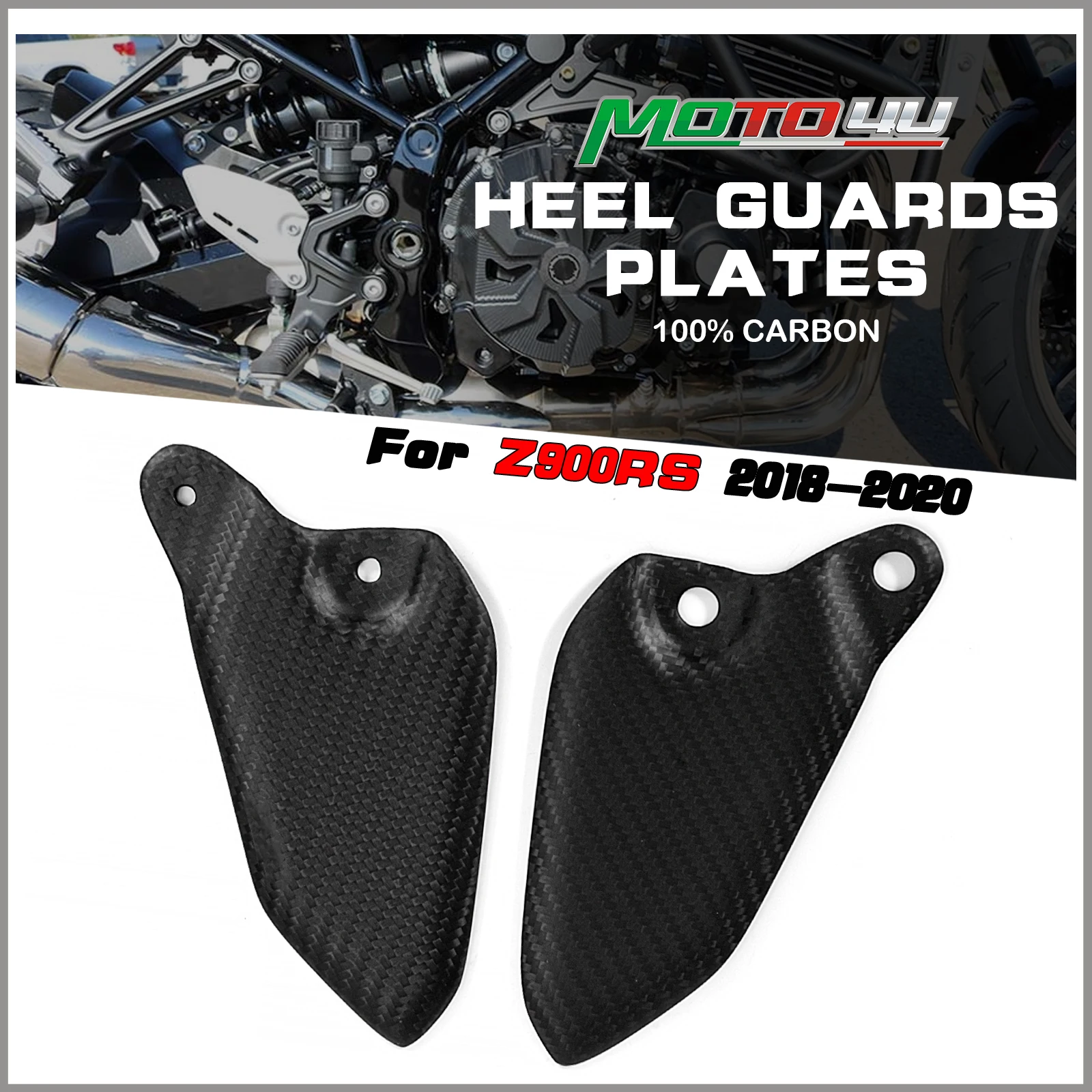 For Kawasaki Z900RS Z900 RS 2018 2019 2020 Motorcycle Heel Guards Plates (Replacement) 100% Carbon Fiber Gloss/Matt Z900 RS 2019