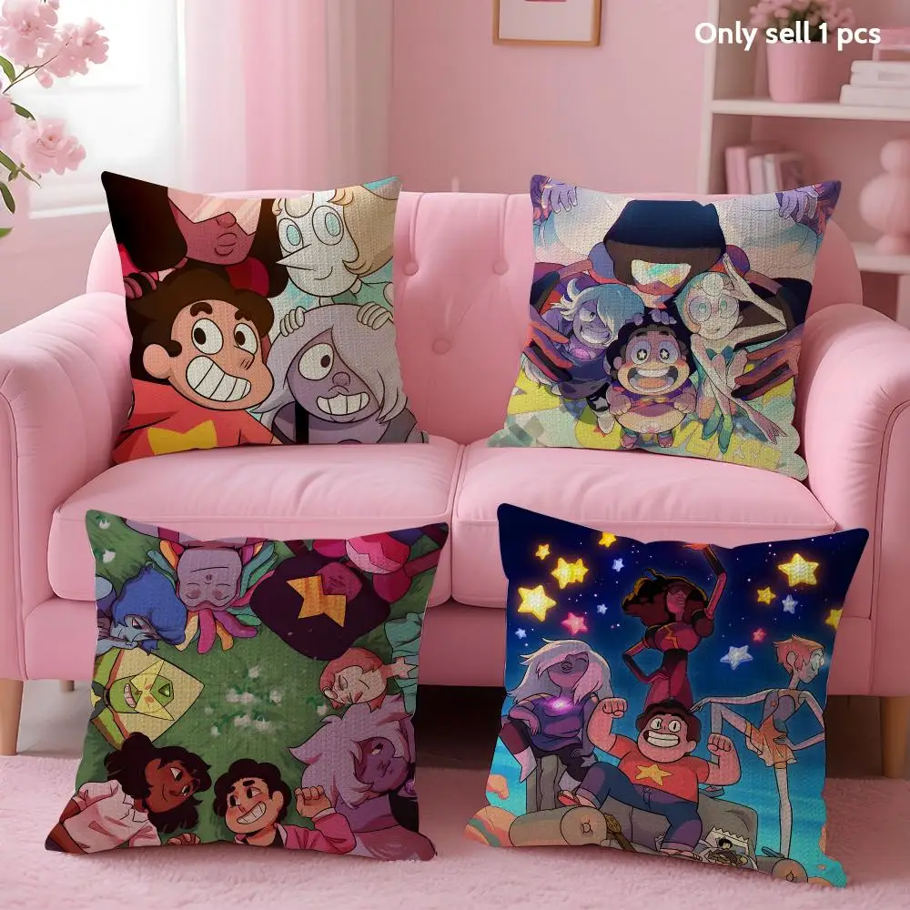 Anime S-steven Universe Cushion Cover Decorative Linen Throw Pillow Case Soft For Bed Sofa Car Home Decor