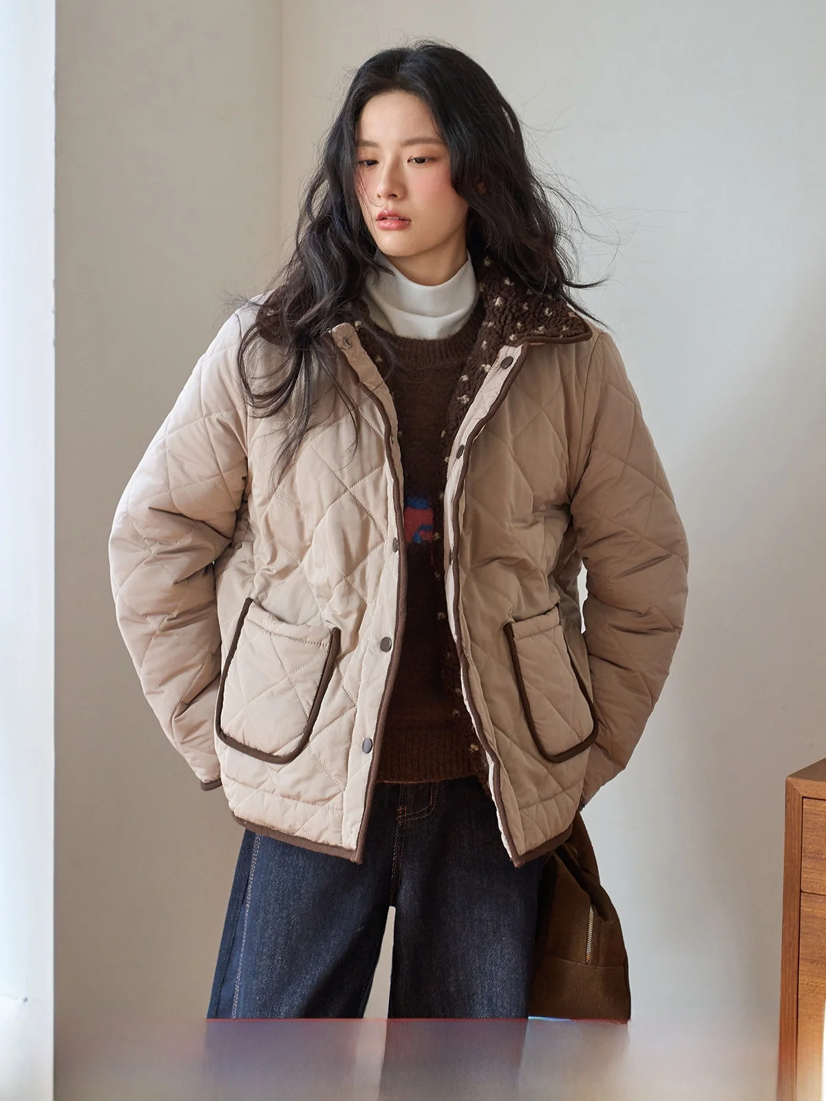 

Двусторонняя хлопковая куртка с подкладкой из овечьего меха, свободное пальто, модный женский кардиган, теплая зимняя верхняя одежда