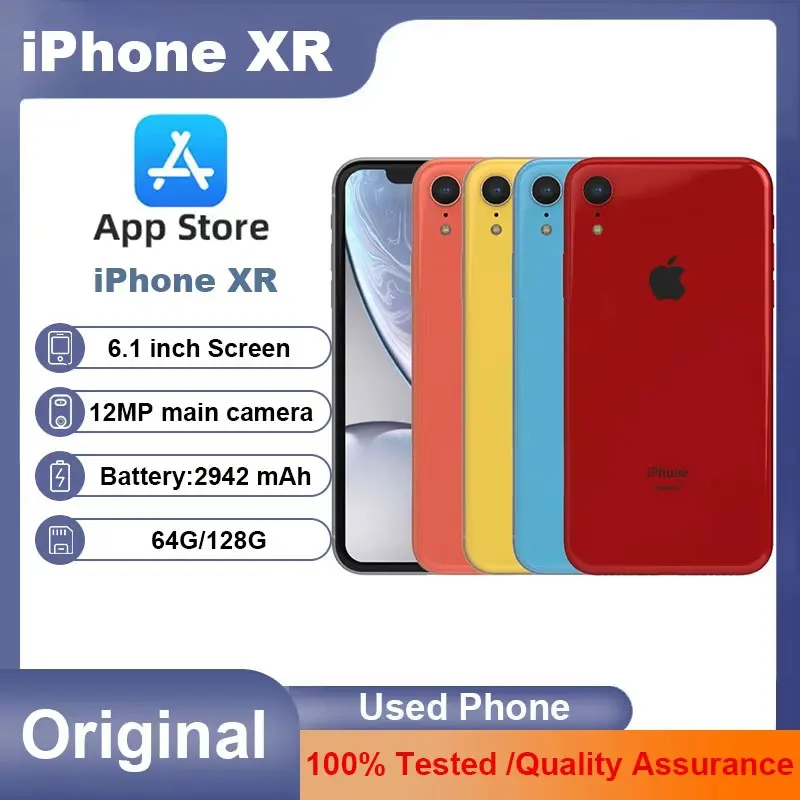 هاتف Apple iPhone XR أصلي مستعمل غير مقفول 4G معرف الوجه 6.1 بوصة 64/128/256 جيجابايت ROM 12 ميجابكسل IOS NFC كاميرا هواتف ذكية سداسية النواة